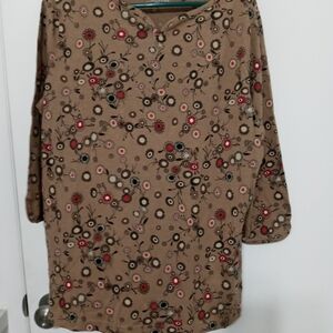 Columbia Sportswear Floral 3/4 Sleeve Pullover Blouse XL Perfect for fall